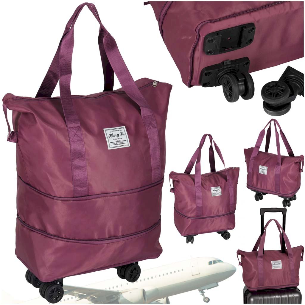 RoGer Foldable Travel Bag with Wheels, Purple