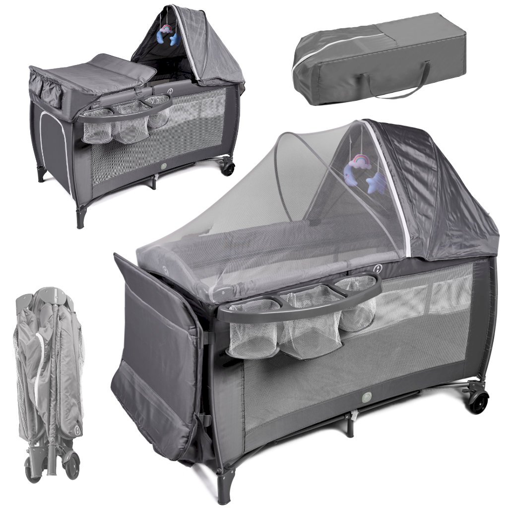 RoGer Baby Travel Crib, 2-Level, 0–36 Months