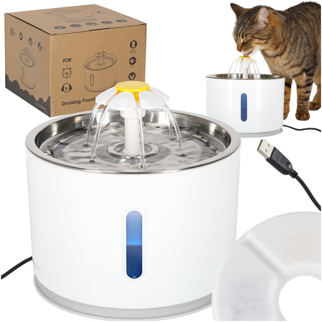 RoGer Automatic Pet Water Fountain with LED Lighting, 2.4L