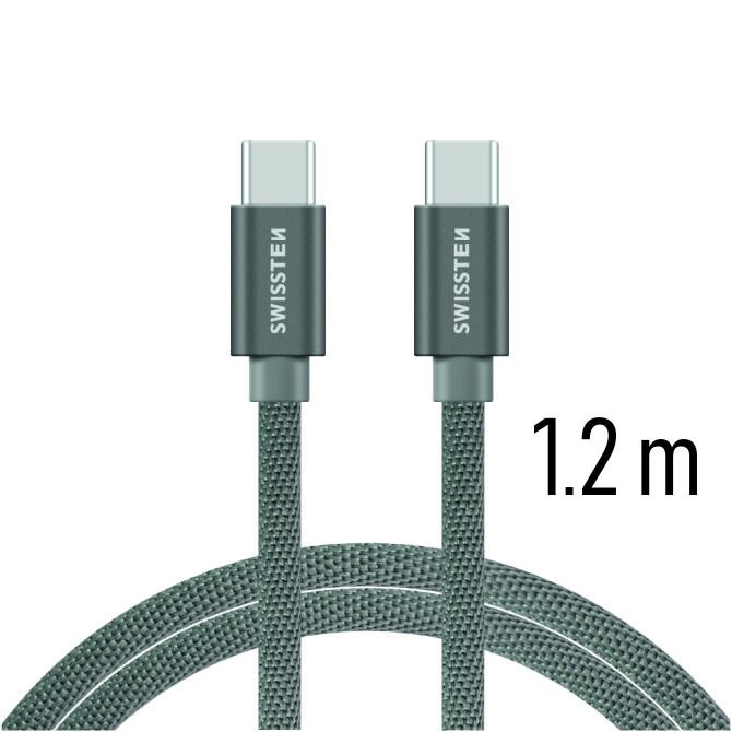 Swissten Textile Fast Charge 3A USB-C to USB-C Data and Charging Cable, 1.2m