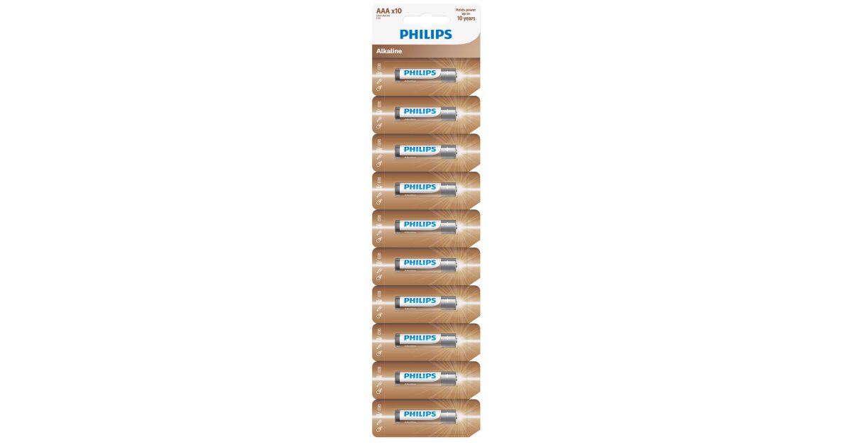 Philips AAA LR03 Alkaline Baterijas 10