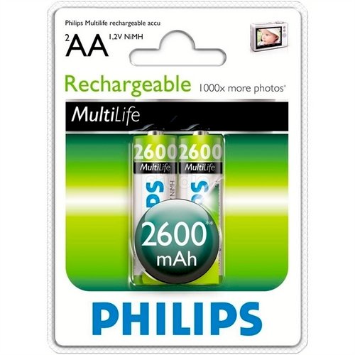 PHILIPS Rechargeable AA NiMH battery 2600mAh 2pcs