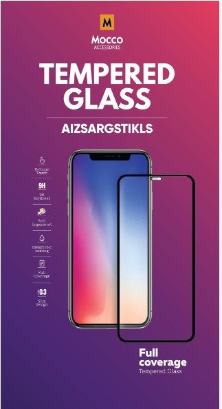 Mocco Full Face / Full Glue Tempered Glass, Full Coverage with Frame for Apple iPhone 15 Pro, Black