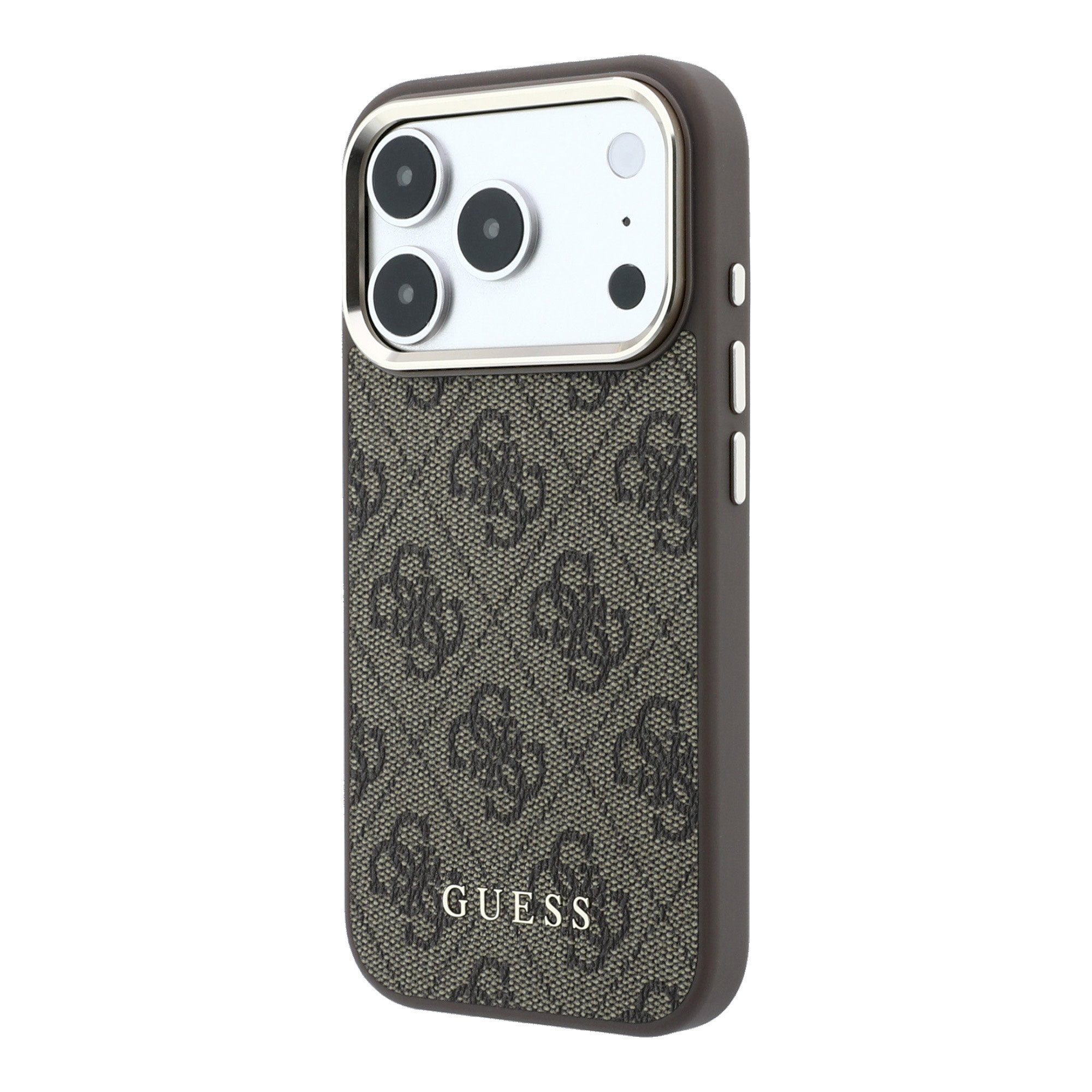 GUESS PU Leather 4G Gold Frame MagSafe Case for iPhone 18 Pro Max / Brown