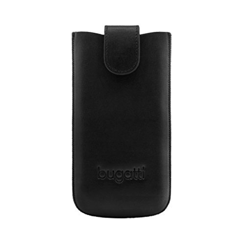 Bugatti XL Universal Leather Pouch Case with Magnet for Black (7.5 x 13.5 cm)