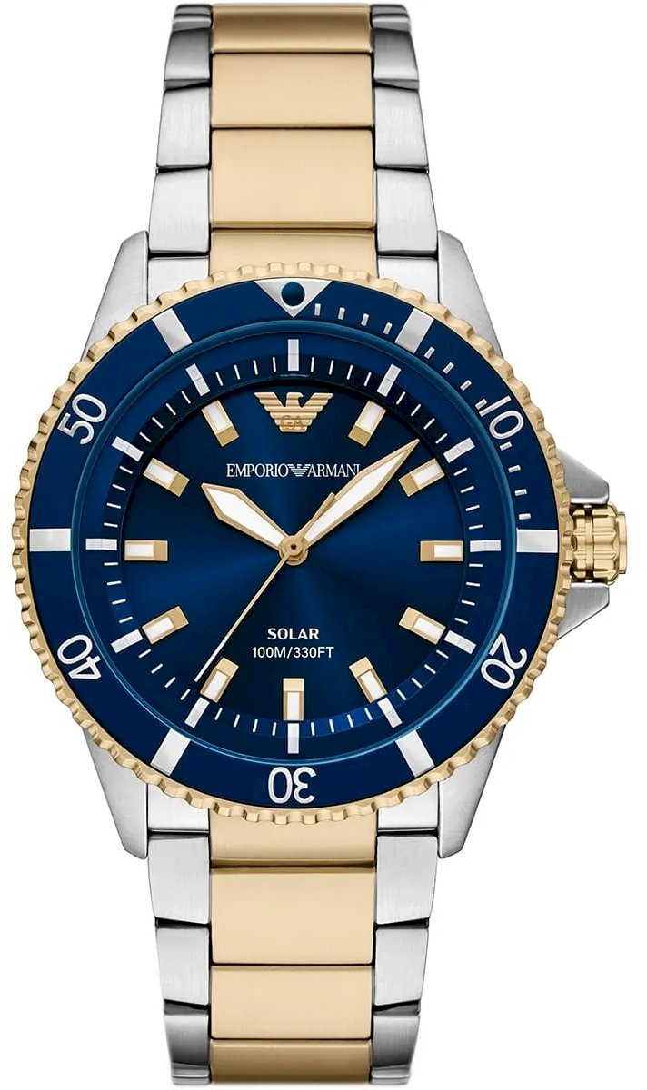 Emporio Armani World Explorer Solar Chronograph AR11738 Silver Blue 42mm