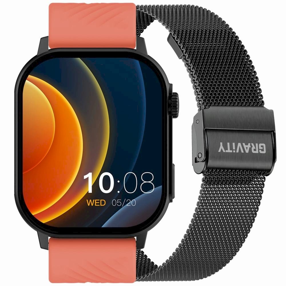 Gravity Smartwatch GT15-3 Silicone Strap + Black Bracelet / red-black