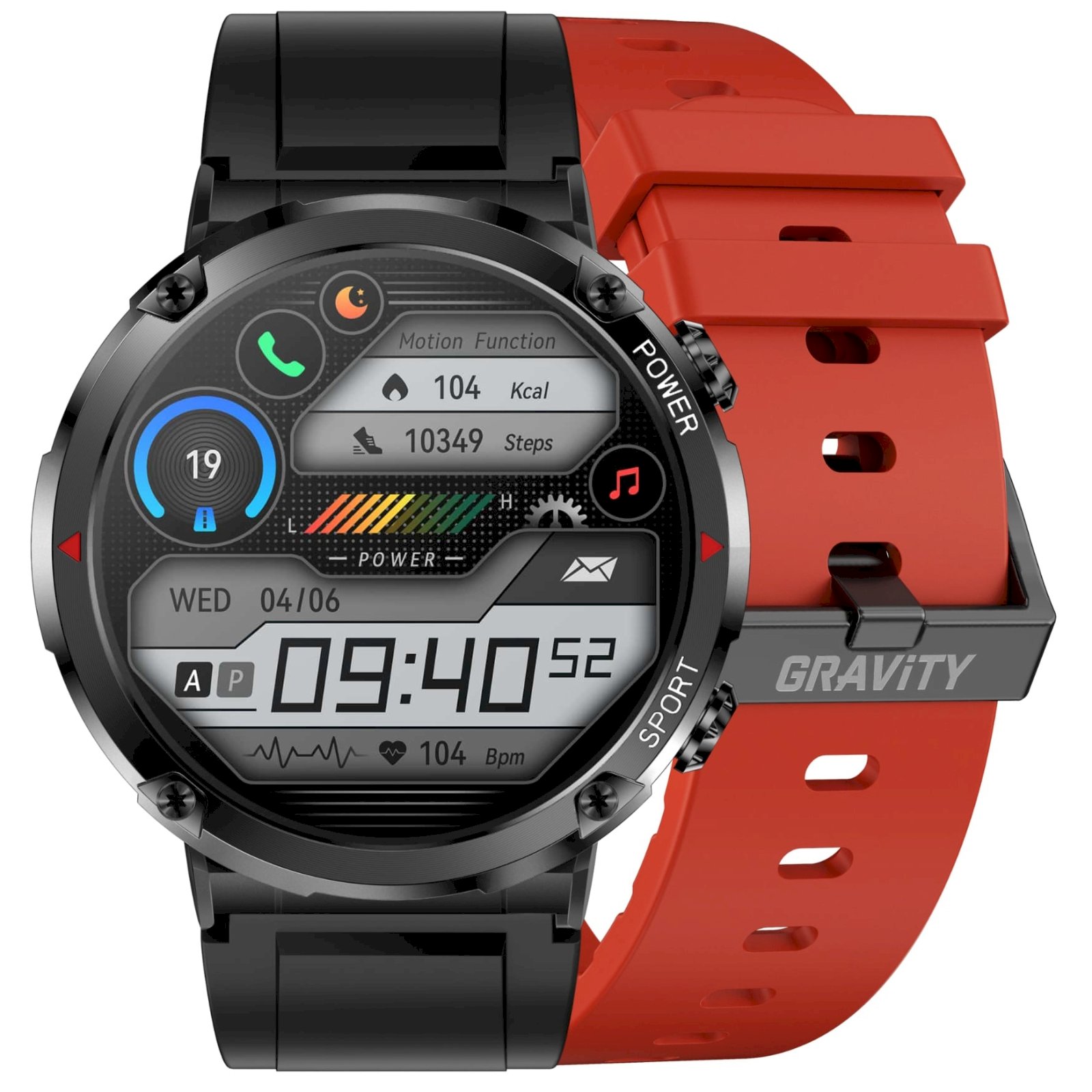 Gravity Smartwatch GT21-6 with Red Silicone Strap