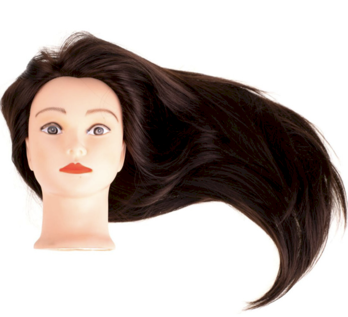 RoGer Hairdressing training head natural brown hair