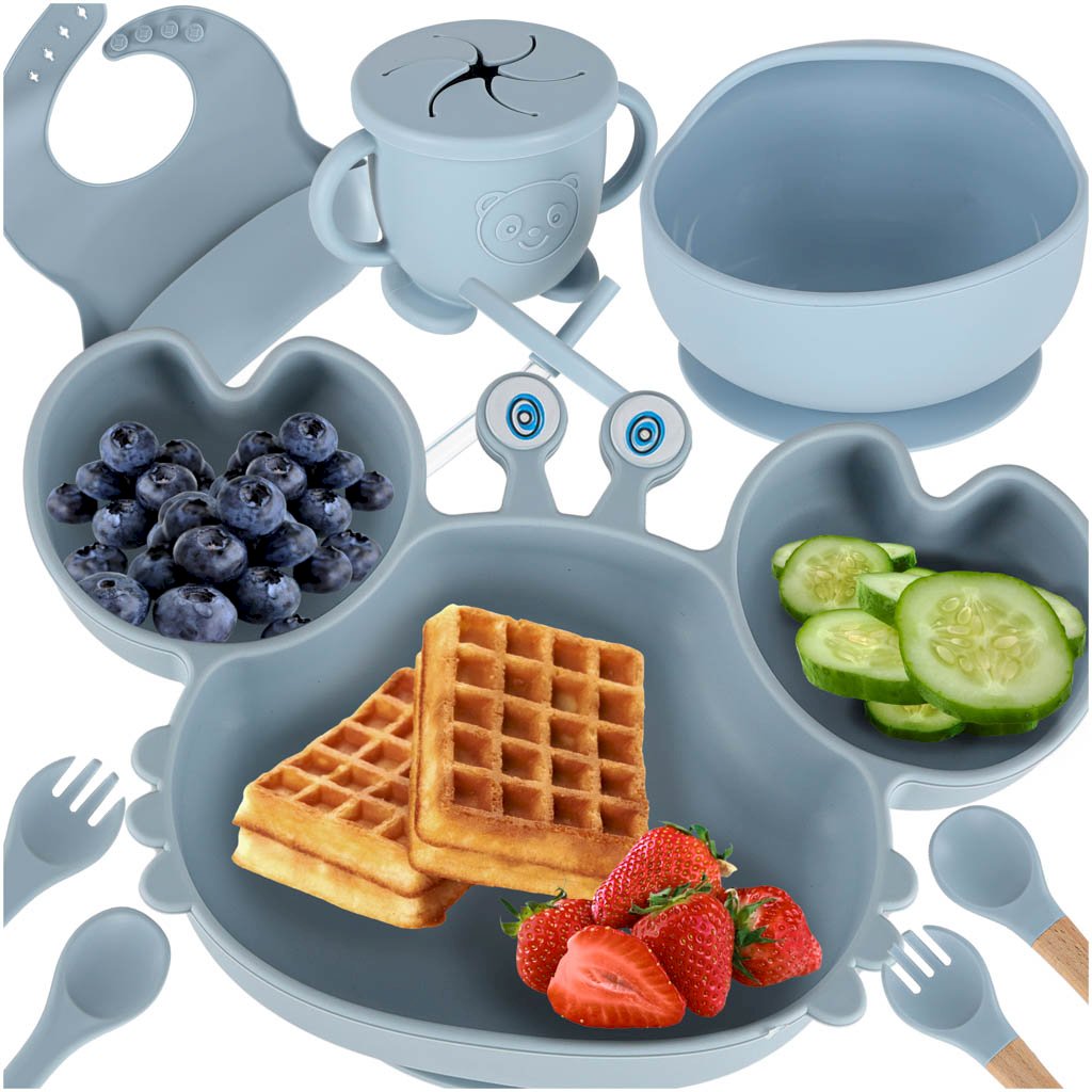 RoGer Silicone Baby Dining Set “Crab” 9pcs Blue