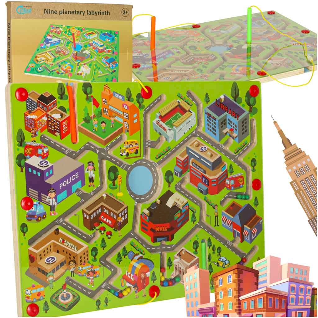 RoGer Wooden Magnetic Maze Game "City"