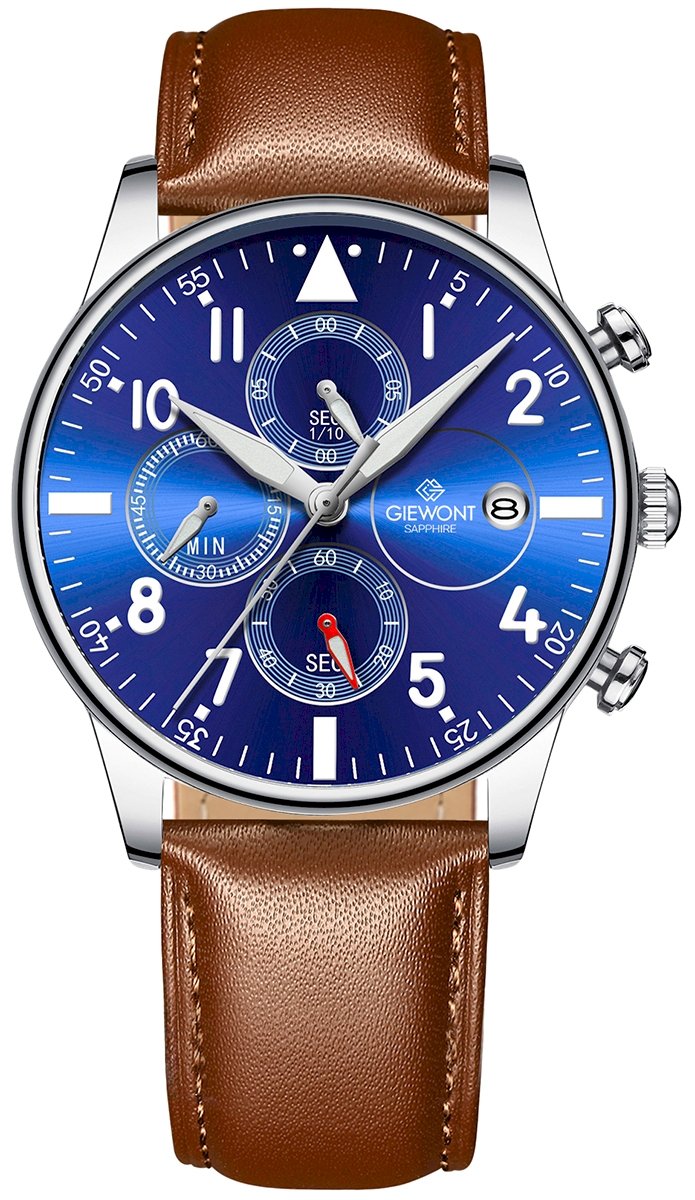 Giewont Chronograph Sapphire Men's Watch / brown/blue