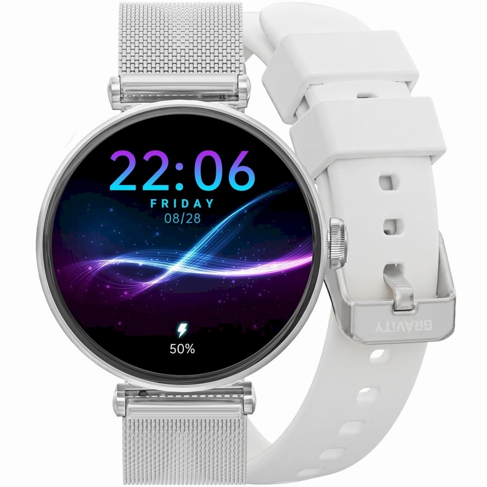 Gravity Smartwatch with 2 Straps GT26-8 / Silver-White