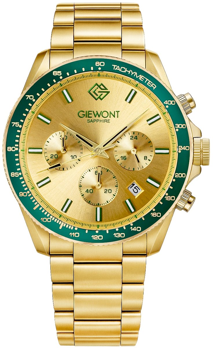 Giewont Chronograph Sapphire Men's Watch / gold green