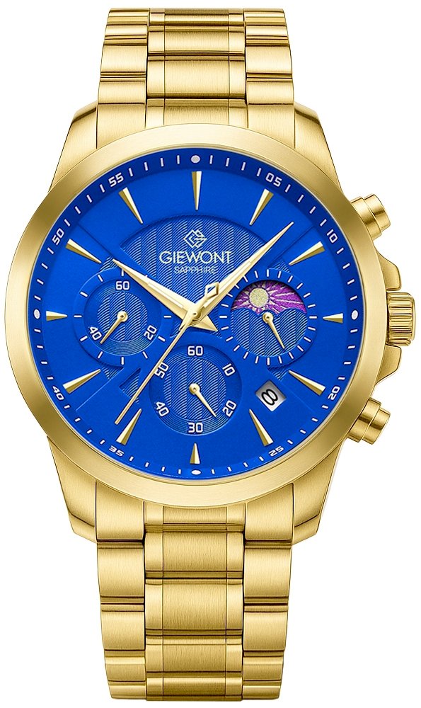 Giewont Men's Chronograph Sapphire Watch / gold/blue