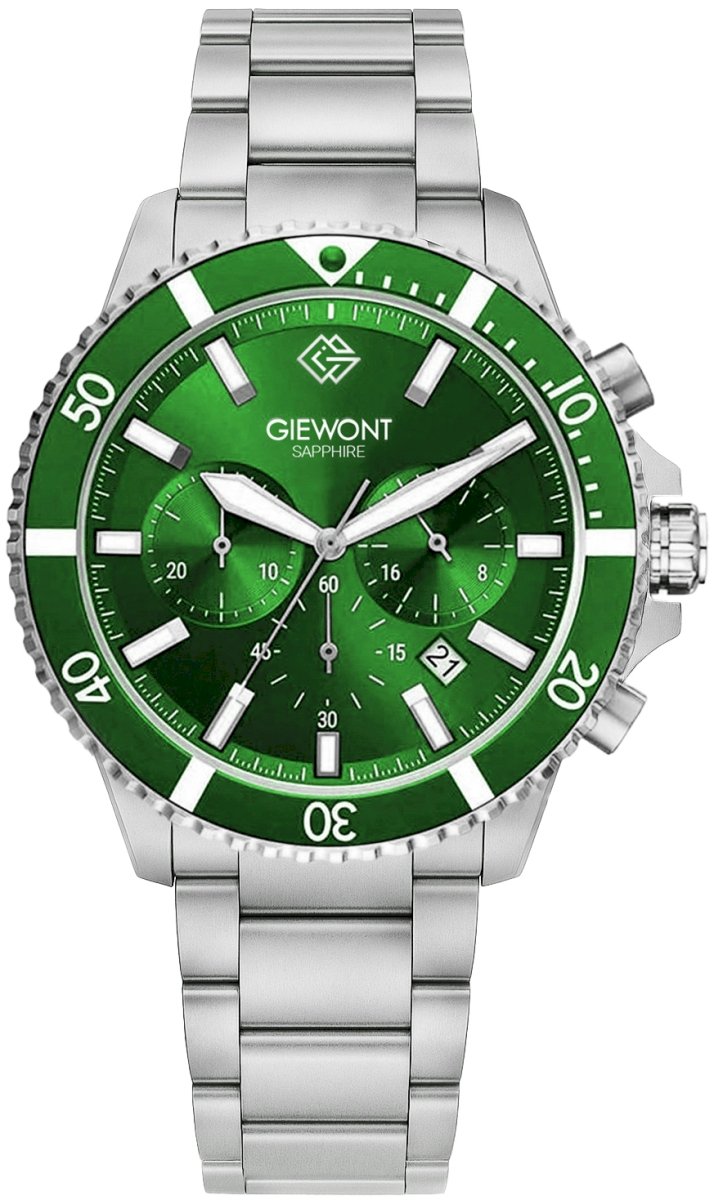 Giewont Chronograph Sapphire Men's Watch / silver-green
