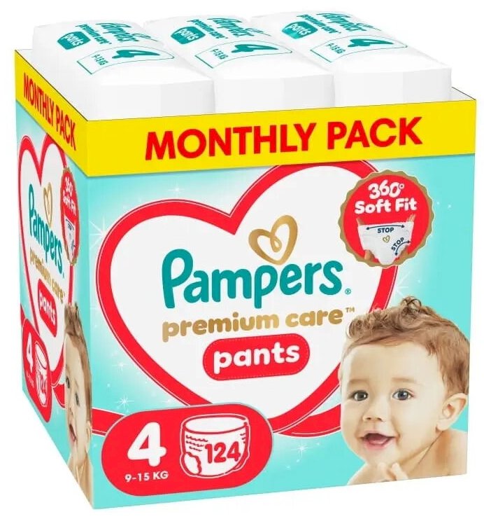 Pampers Pant Diapers 4. Size 9-15 kg 124 pcs