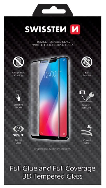 Swissten Ultra Durable Full Face / Full Glue Tempered Glass for Apple iPhone 6 / 6S, Black