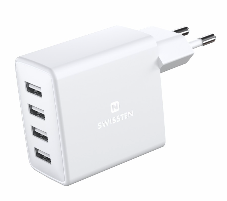Swissten Smart IC Premium Travel Charger 4 x USB 4A / 20W With Automatic Optimal Power Charging