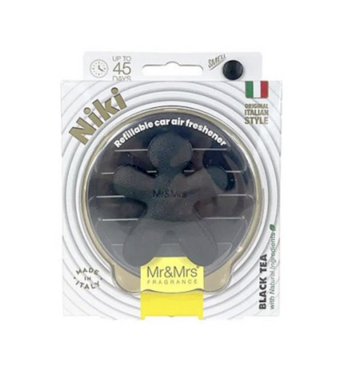 Mr AND Mrs Fragrance Niki BIG Black Leather Car Air Freshener - Black Tea