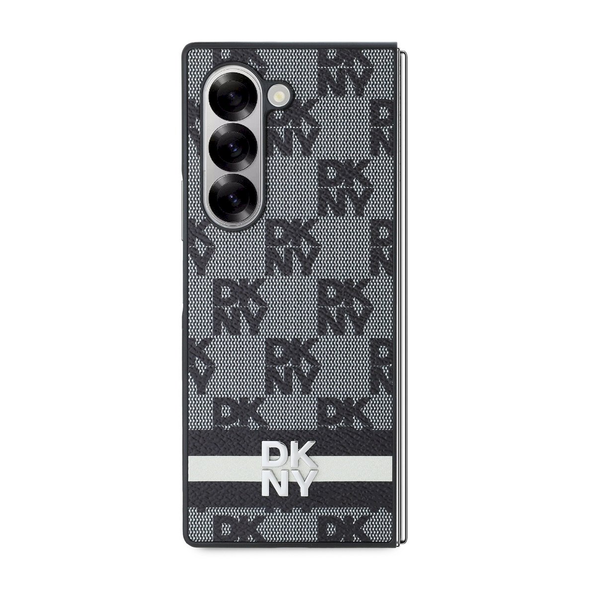 DKNY PU Leather Checkered and Stripe Case for Samsung Galaxy Z Fold 6 / black