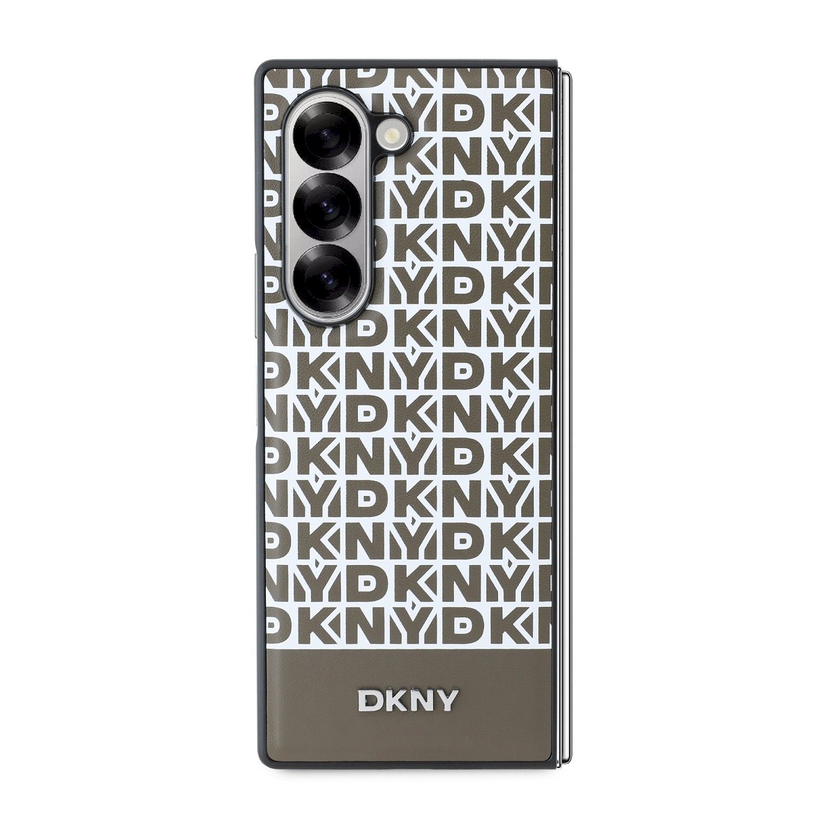 DKNY PU Leather Repeat Pattern Bottom Stripe MagSafe Case for Samsung Galaxy Z Fold 6 / brown