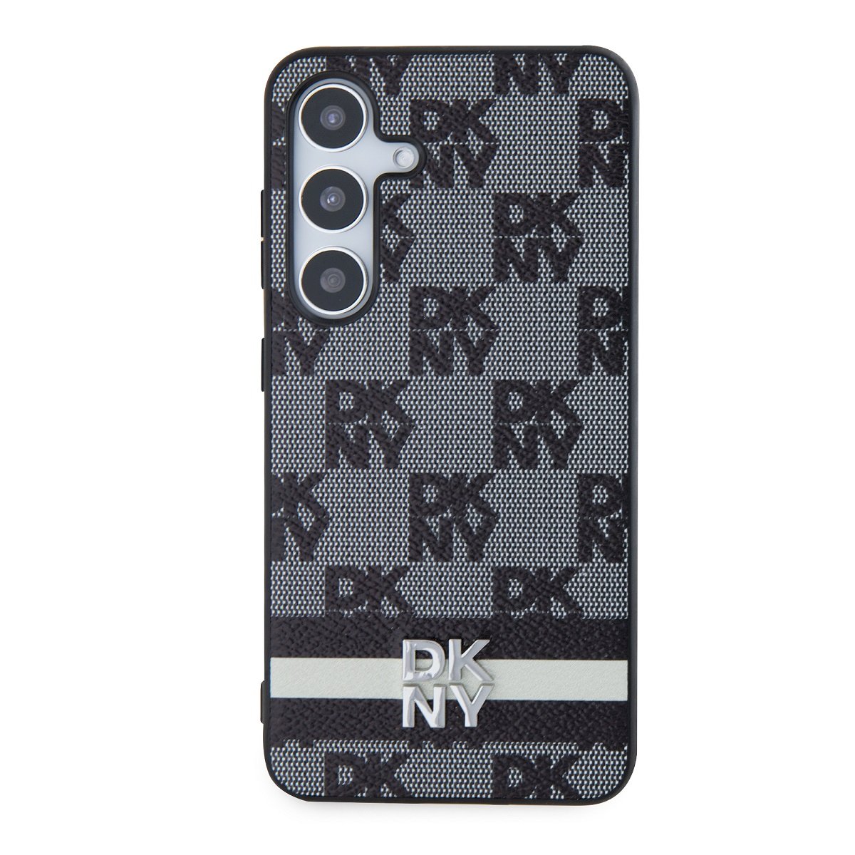 DKNY PU Leather Checkered and Stripe Case for Samsung Galaxy S24 / black