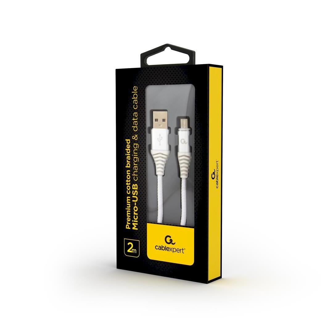 Gembird CC-USB2B-AMMBM-2M-BW2 USB-A uz Micro-USB kabelis