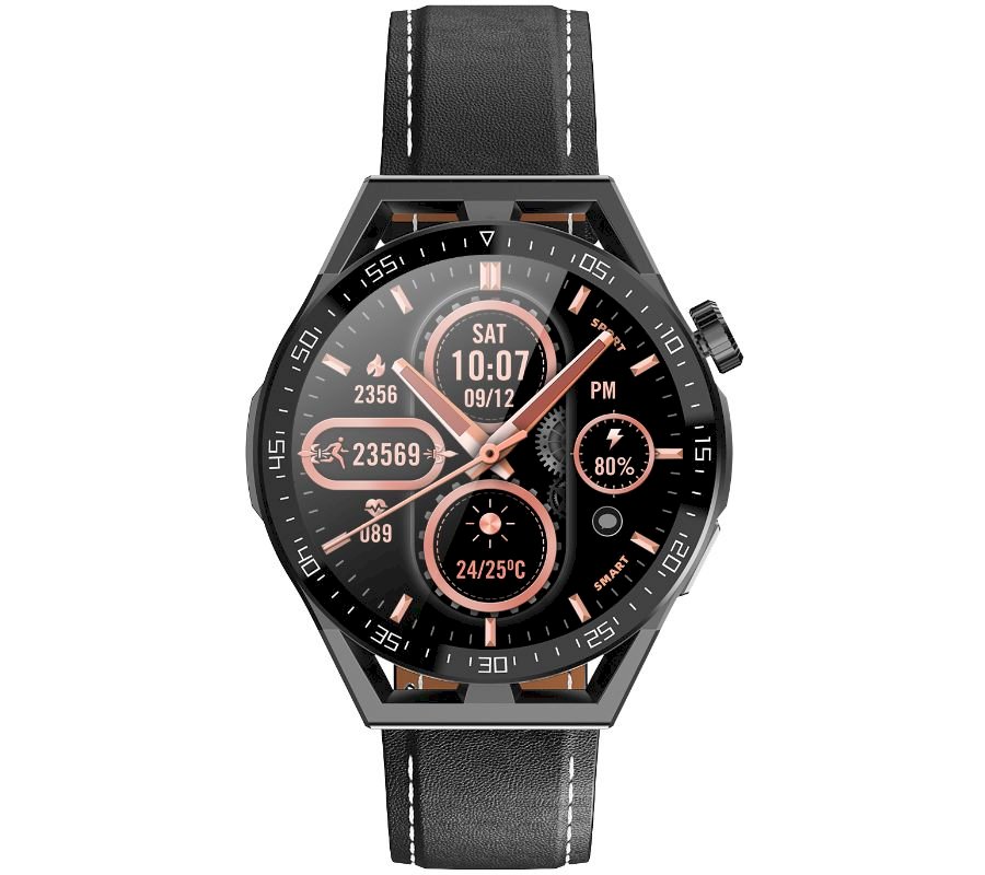 Rubicon RNCE88-1 Smartwatch with Silicone Strap + Leather Strap / black