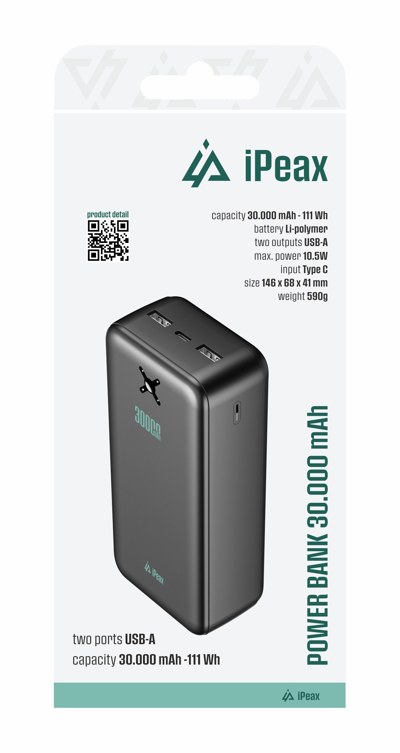 iPeax Power Bank 2x USB-A 30000mAh