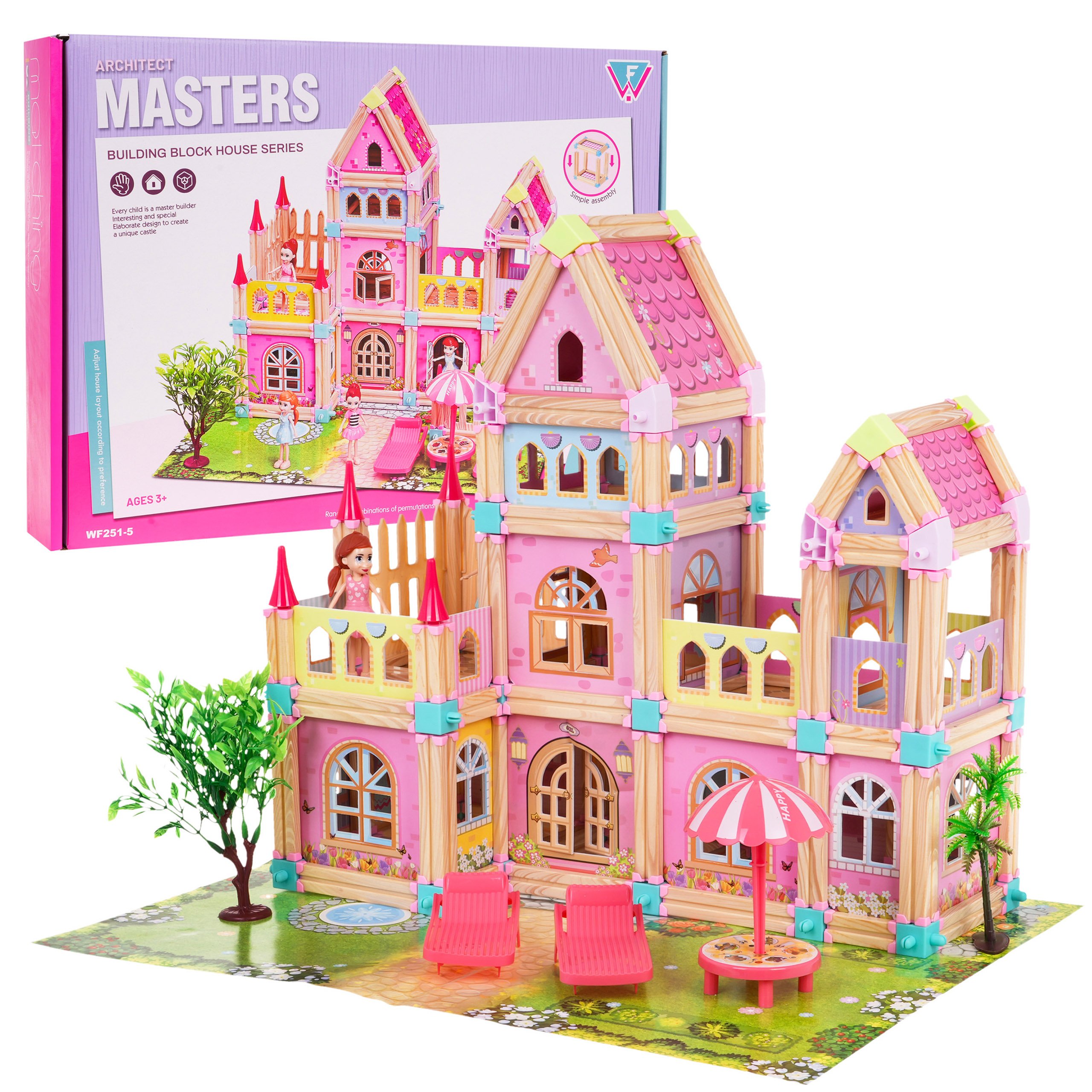 RoGer Wooden Doll House 183 pcs