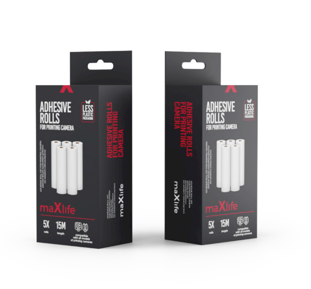 maXlife Adhesive Roll Set for Printing Cameras, 3-Piece.