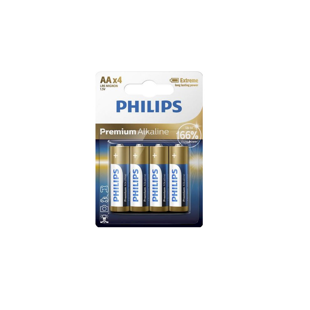 PHILIPS AA LR6 Premium Alkaline Batteries 1.5V, 4-pack