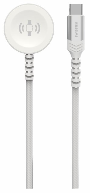 Swissten Braided Metal Magnetic Wireless Charger for Apple Watch, USB-C, 1.2m