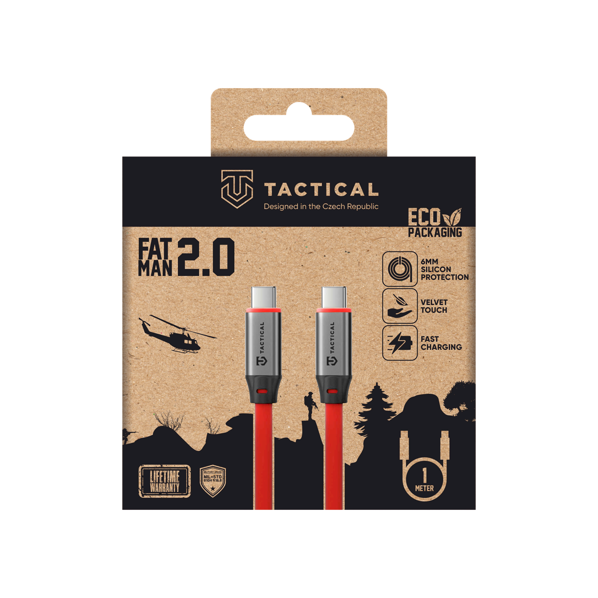 Tactical Fat Man 2.0 USB-C to USB-C Cable, 1m / red