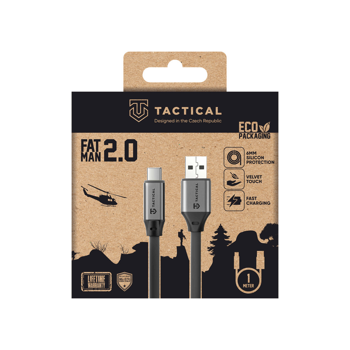 Tactical Fat Man 2.0 USB-A to USB-C Cable, 1m / grey