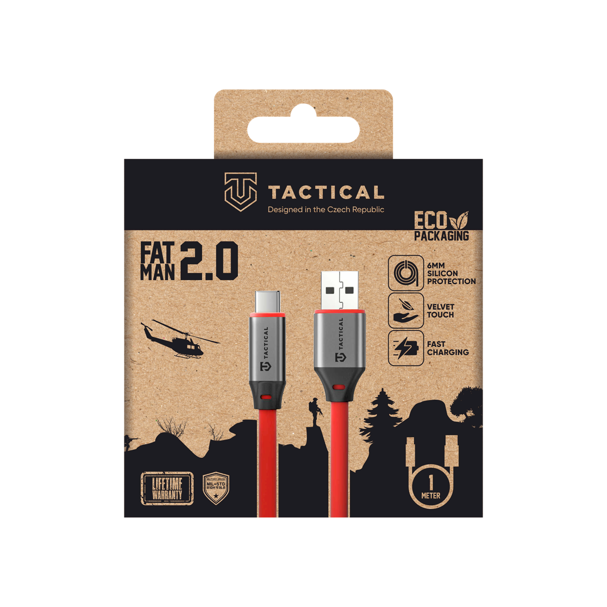 Tactical Fat Man 2.0 USB-A/USB-C Cable 1m / red