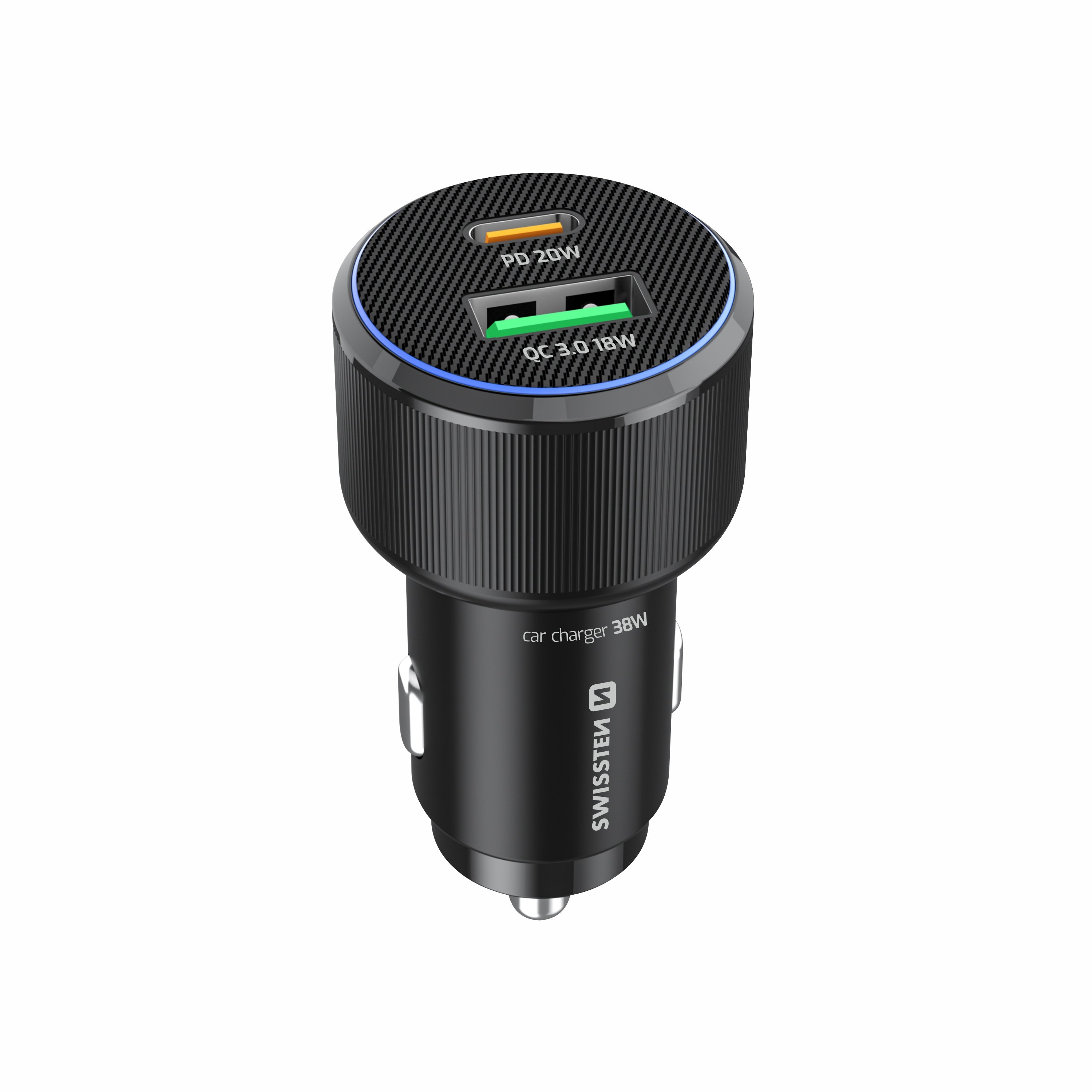Swissten PD USB-C / USB Car Charger 38W with USB-C - USB-C Cable 1m