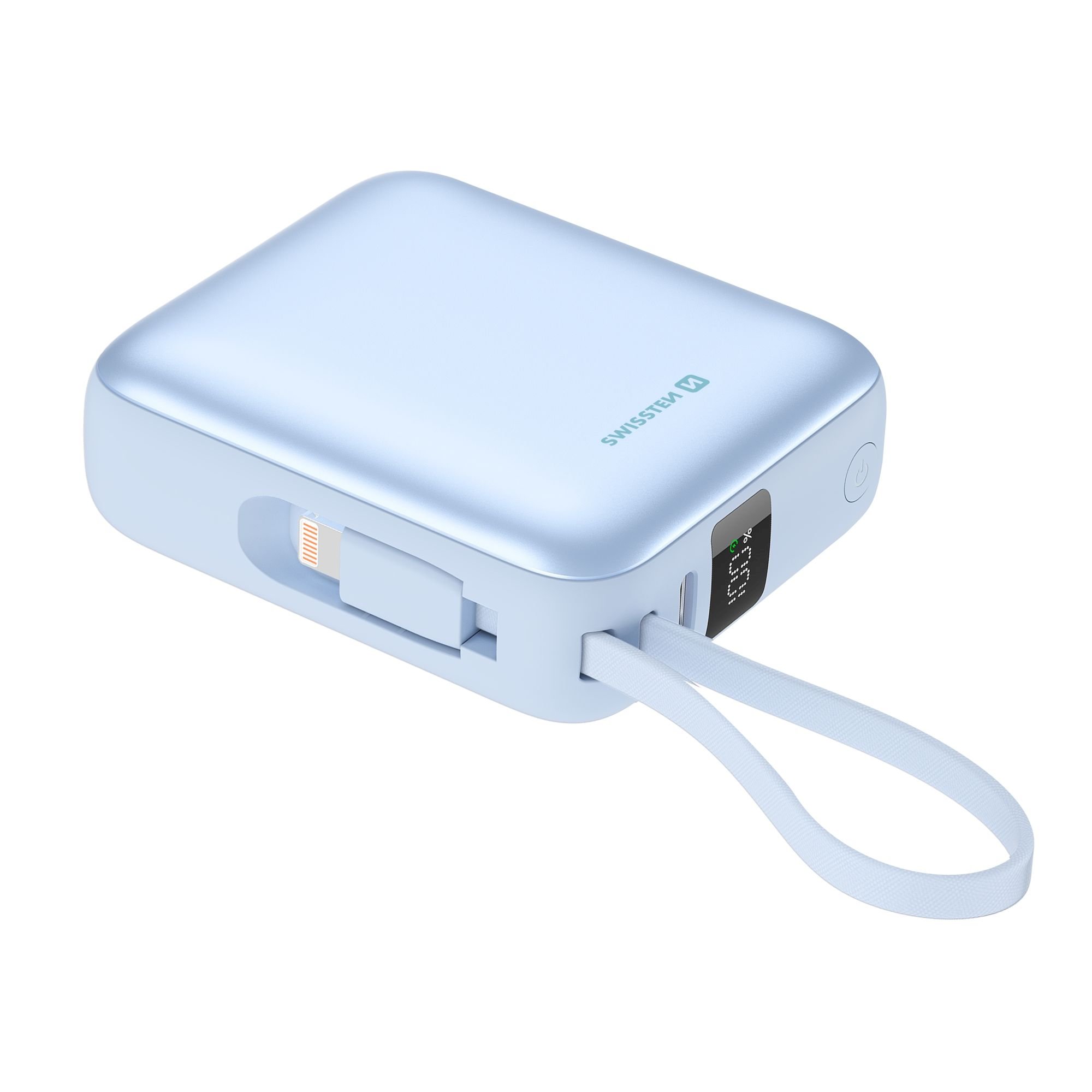 Swissten SPACE Power Bank Universal External Battery USB-C / Lightning / 10000 mAh Blue