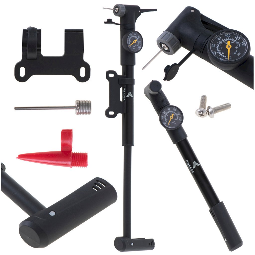 RoGer Bicycle Hand Pump with Gauge, 32.5 cm x 4 cm x 10 cm