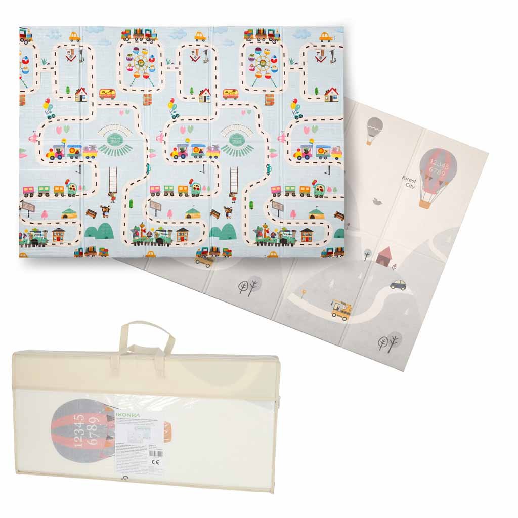 RoGer Foldable Foam Play Mat, 150x200cm, Streets and Balloons