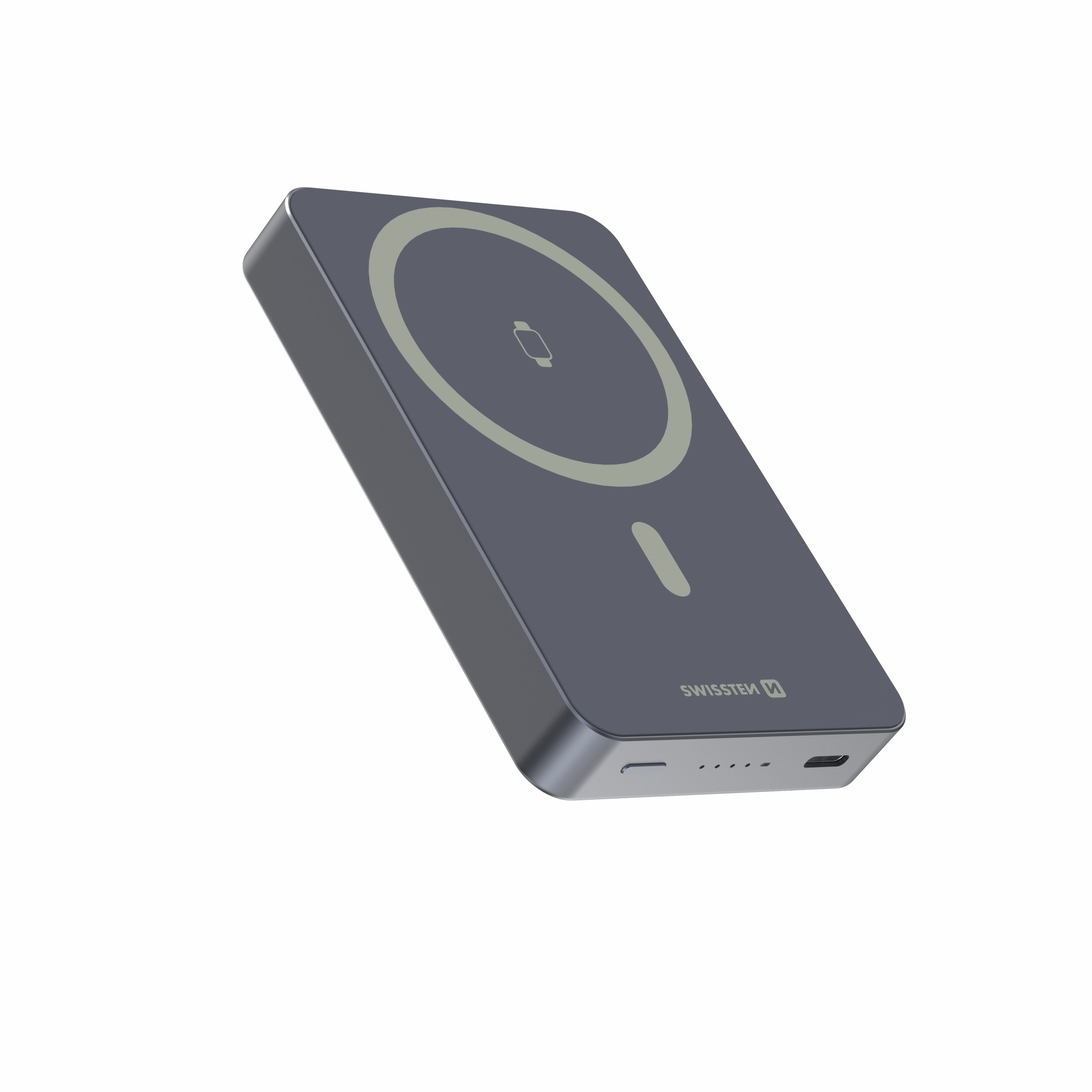Swissten Fusion Power Bank Universal External Battery MagSafe / Apple Watch / 10000 mAh Silver