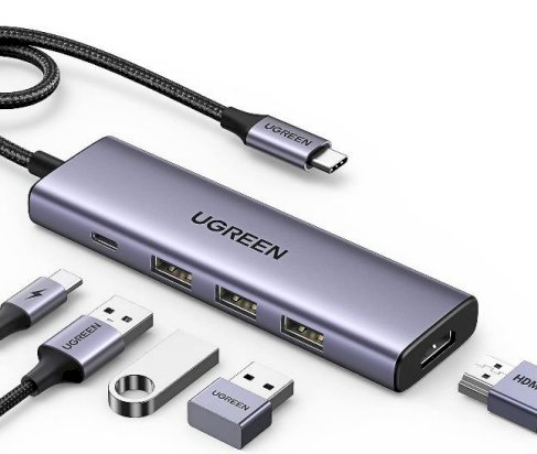 UGREEN 15596 Laptop Dock / Port Replicator USB 3.2 Gen 1 Type-A + Type-C Aluminium 100W USB Power Delivery