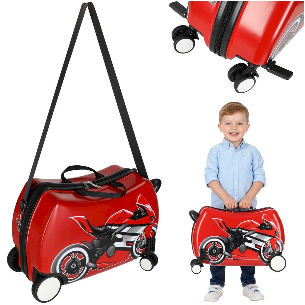 RoGer Children’s Wheeled Travel Suitcase 30L Red Motor