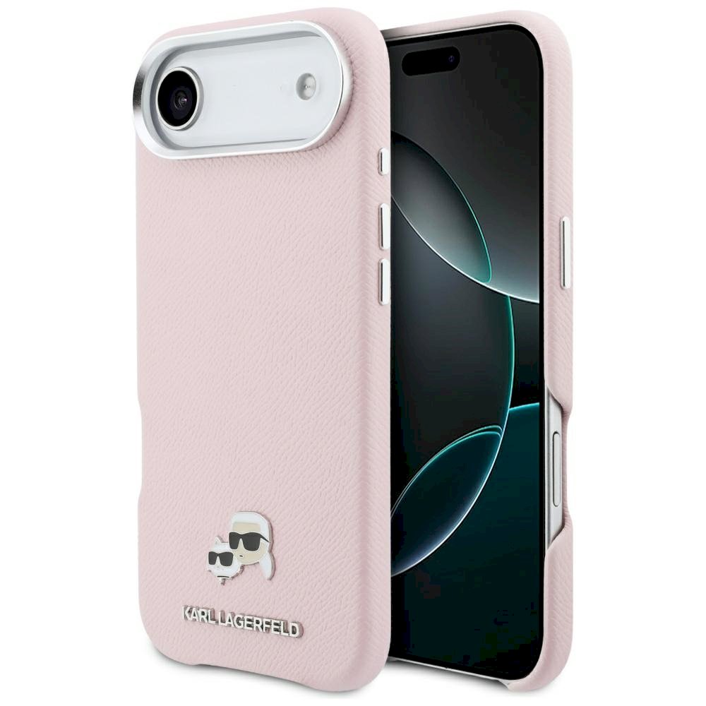 Karl Lagerfeld Karl AND Choupette Head Pins Saffiano MagSafe for iPhone Air / pink