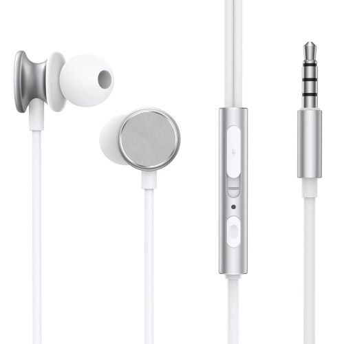 Joyroom JR-EW03 Earphone Wired, In-Ear Headphones with Remote and Microphone, 3.5mm Jack, Silver