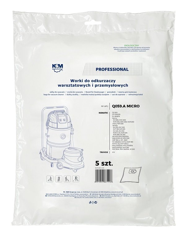 K AND M KM-Q059.A NUMATIC HENRY MICRO Bags for vacuum cleaner 5 pcs.