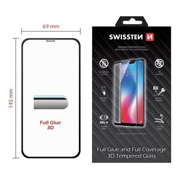 Swissten Ultra Durable Full Face / Full Glue Tempered Glass for Apple iPhone XR, Black