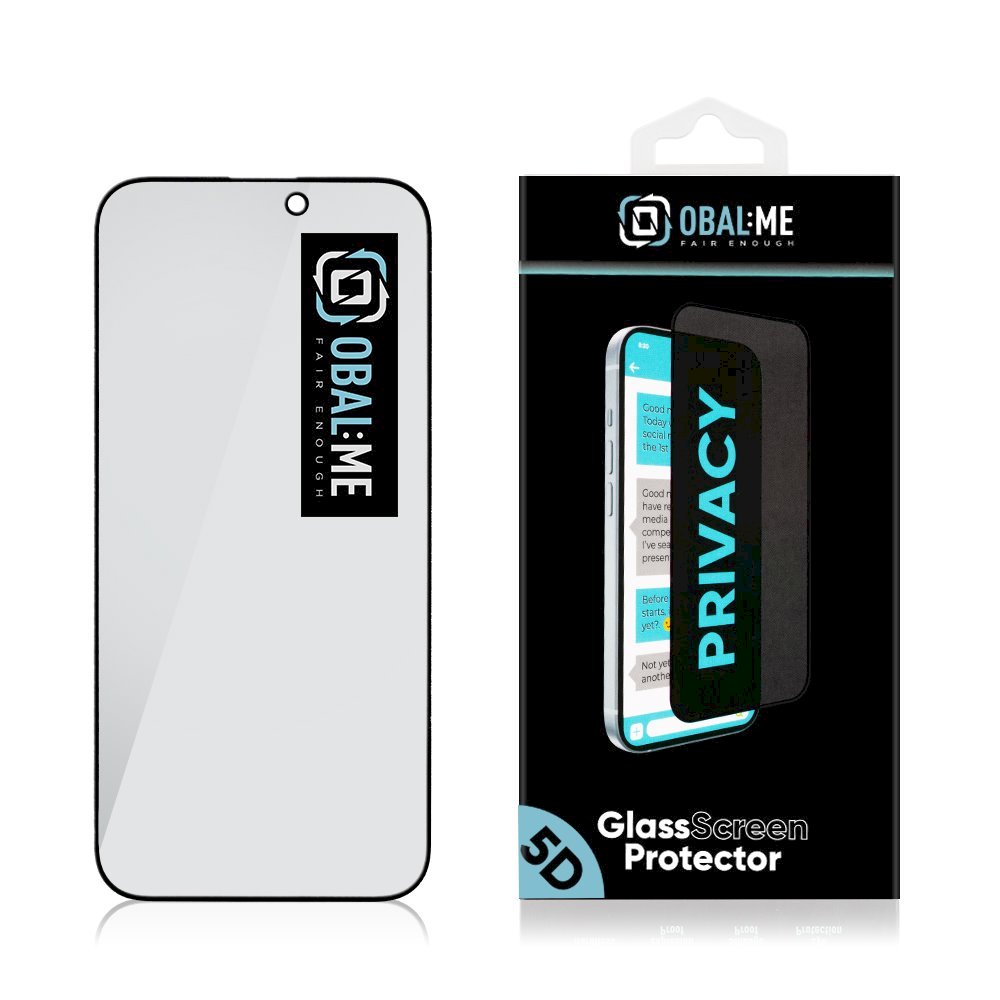 Obal:Me Privacy 5D Glass Screen Protector for Apple iPhone 16 Pro Max / Black