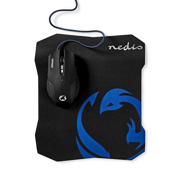 Nedis GMMP100BK Wired Gaming Mouse and Mouse Pad Set 1600DPI / 1.5m
